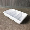 White porcelain three-compartment dipping sauce plate, seasoning plate, barbecue sauce plate, ceramic tableware wholesale, for hotels, restaurants and eateries, household use Specification image